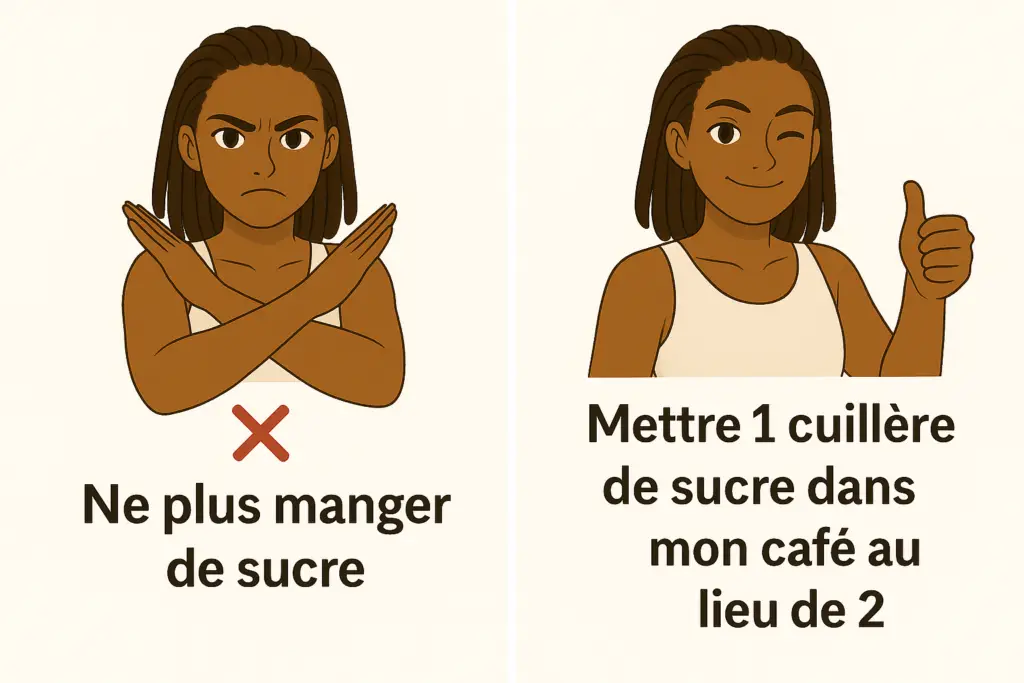 Illustration montrant un objectif flou versus un objectif réaliste.