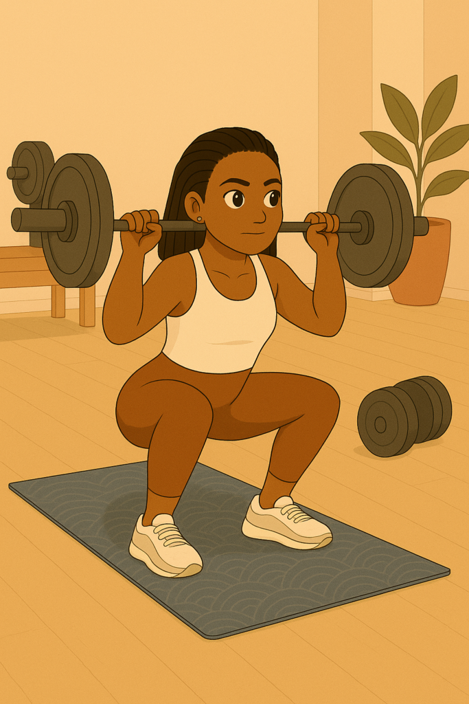 Illustration d'une femme faisant de la musculation comme nouvelle habitude de vie