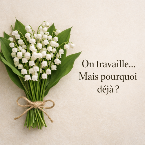 Brin de muguet symbole de la fête du travail avec la question pourquoi on travaille déjà