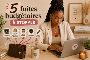 Femme analysant son budget pour identifier ses fuites budgétaires.